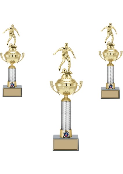 Kişiye Özel Futbol Figürlü Kupa Takımı-Ödül Kupası-Turnuva Kupası-Kupa Seti 3'lü Takım