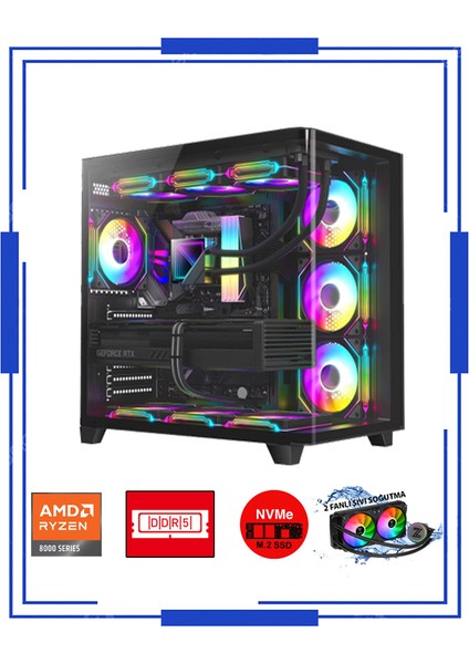 Atlantik RTX10 Ryzen 5 8400F 16GB Ddr5 Ram 1 Tb M.2 Nvme SSD 12GB 192BIT RTX3060 32" 240Hz Oyuncu Masaüstü Bilgisayarı