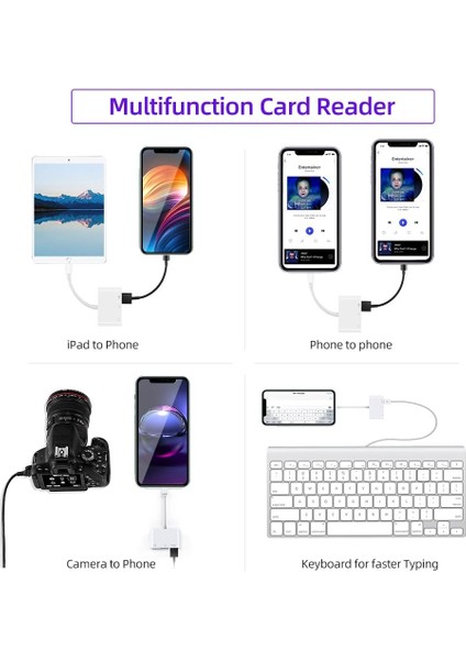 Tip C Adaptör USB C - Micro Sd Tf Hafıza Kartı Okuyucu, 3 In 1 Arada USB C - USB Kamera Bellek Kartı Okuyucu, Macbook, iPad Pro ile Uyumlu (ZR823)