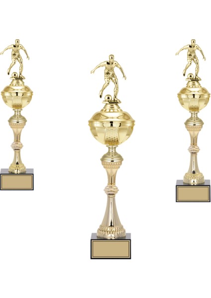 Kişiye Özel Futbol Figürlü Kupa Takımı-Ödül Kupası-Turnuva Kupası-Kupa Seti 3'lü Takım