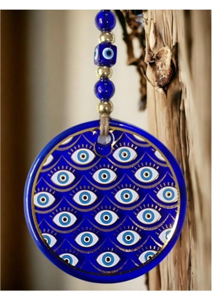 Yaldızlı Gözlerle Motiflendirilmiş Nazar Boncuklu Duvar Süsü Cam Duvar Dekoru fırsatları