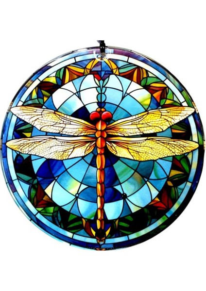 Yusufçuk Kuşlu 23 Santimetre Çapında Füzyon Cam Duvar Süsü