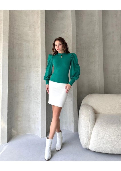 Defile Öpücük Yaka Prenses Kol Crep Bluz modelleri