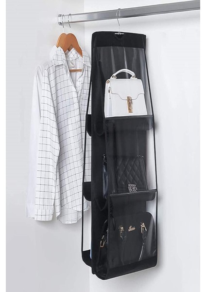 6 Cepli Siyah Dolap Içi Çanta ve Ayakkabı Düzenleyici Askı Dolap Içi Düzenleyici Çanta Askı Organizer modelleri
