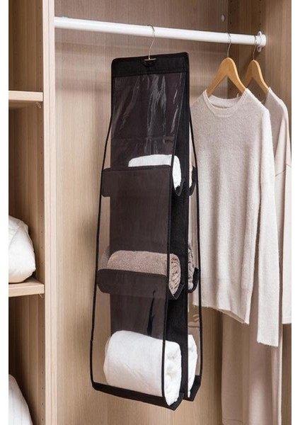6 Cepli Siyah Dolap Içi Çanta ve Ayakkabı Düzenleyici Askı Dolap Içi Düzenleyici Çanta Askı Organizer fırsatları