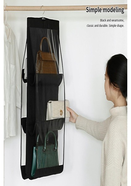 6 Cepli Siyah Dolap Içi Çanta ve Ayakkabı Düzenleyici Askı Dolap Içi Düzenleyici Çanta Askı Organizer indirimleri