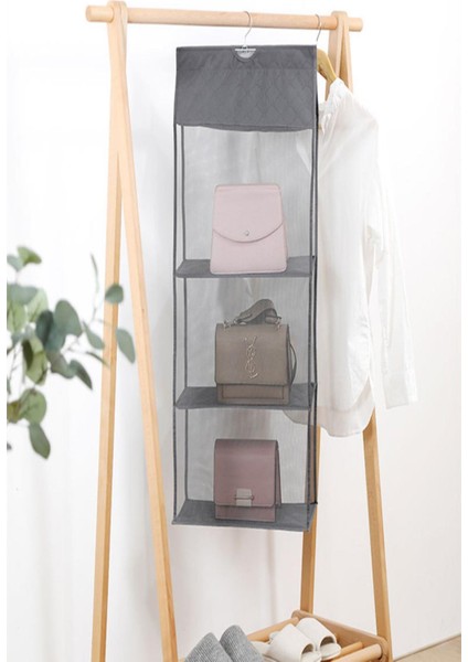 6 Cepli Gri Dolap Içi Çanta ve Ayakkabı Düzenleyici Askı Dolap Içi Düzenleyici Çanta Askı Organizer indirimleri