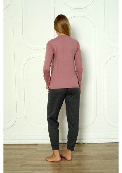 Fwn 04-3011 Interlok Kumaş Love Baskılı Kışlık Ev Kadın Pijama Takımı modelleri