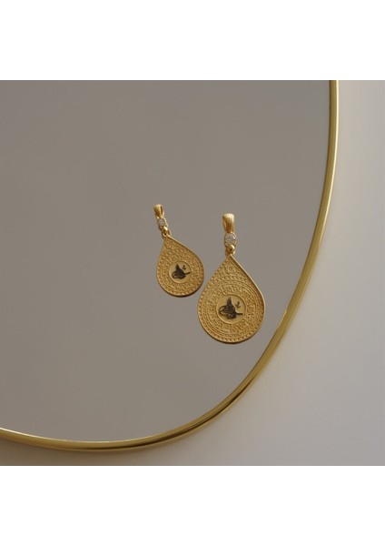 Orta Boy Otantik Damla Tuğra Altın Kolye Ucu