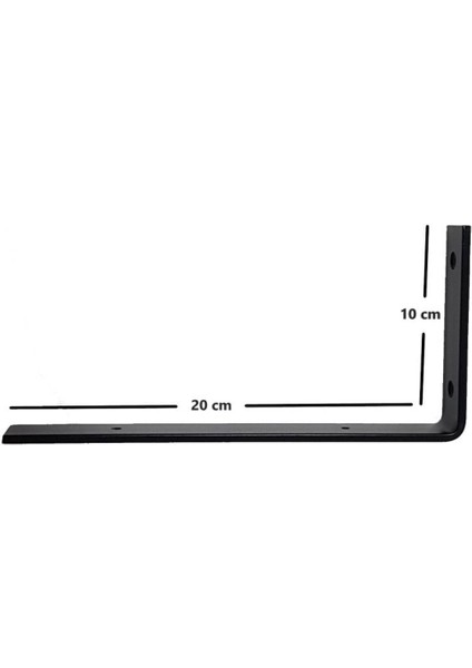 Raf Altı Ayak Raf Tutucu L Demir 10 x 20 cm Siyah Montaj Aparatı (4 Adet)