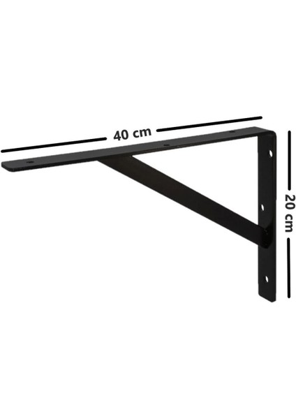 Ağır Yük Raf Altı Ayak Raf Tutucu Destekli L Demir 20 x 40 cm Siyah Montaj Aparatı (4 Adet)