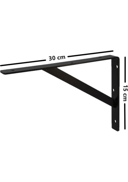 Ağır Yük Raf Altı Ayak Raf Tutucu Destekli L Demir 30X15 cm Siyah Montaj Aparatı (2 Adet)