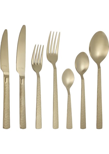 Piero Gold Mat 60 Parça 12 Kişilik Çatal Kaşık Bıçak Takımı