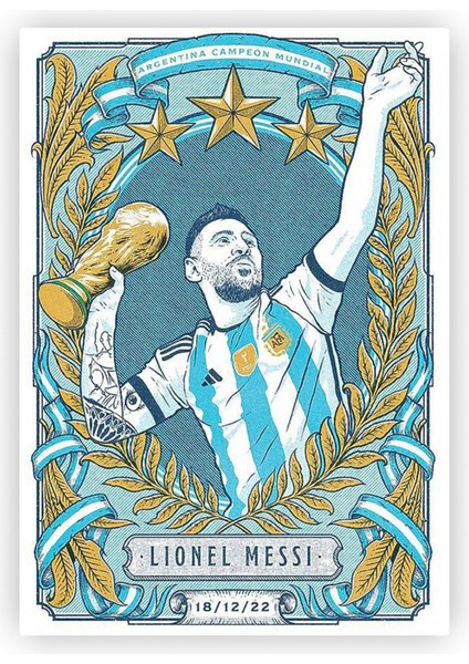 Messi Dünya Kupası Ahşap Poster 20 x 29 cm