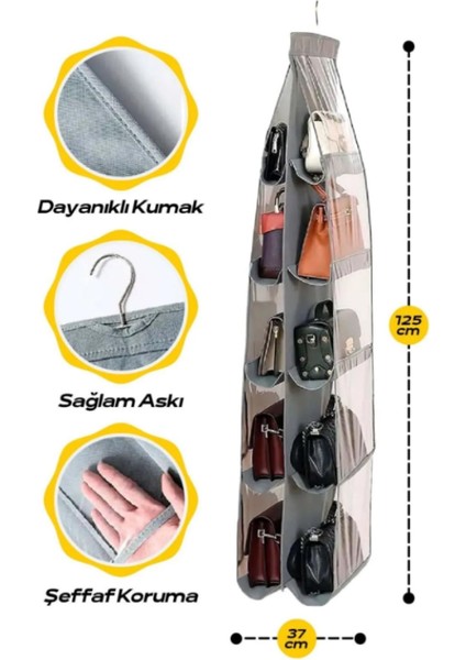 10 Cepli Dolap Içi Çanta ve Ayakkabı Düzenleyici Askı Dolap Içi Düzenleyici Çanta Askısı Organizer