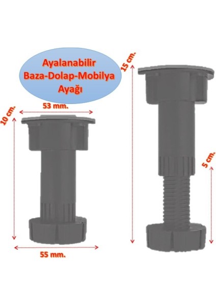 Ayarlanabilir Baza Ayağı 10-15 cm - Tezgah ve Mobilya Ayağı 300 Adet fiyatları