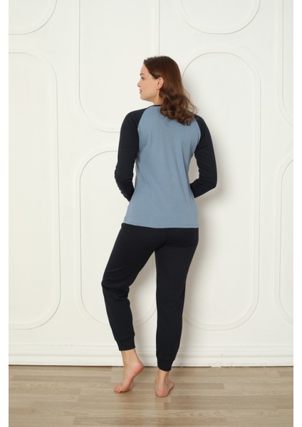 Fwn 04-3024 Interlok Kumaş Minnoş Kedili Kışlık Ev Kadın Pijama Takımı