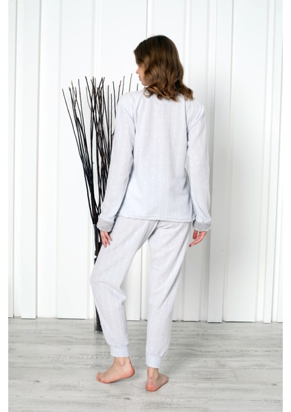 Fwn 04-3301 Peluş Welsoft Polar Kışlık Yumoş Geyikli Kadın Pijama Takımı