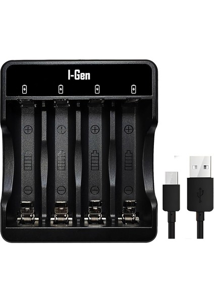 I-Gen G421 4'lü Pil Şarj Aleti + 2 Adet AA Pro 2950 mAh + 2 Adet AAA Pro 1100 mAh Şarjlı Kalem Pilli Set 1.2V Ni-MH