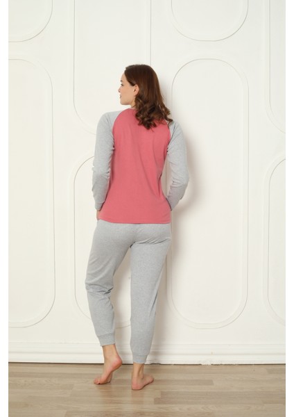 Fwn 04-3024 Interlok Kumaş Minnoş Kedili Kışlık Ev Kadın Pijama Takımı