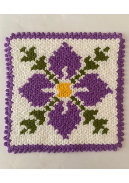 Banyo Lifi Yün El Örmesi Ceyizlik Kare Çiçek Desenli fiyatları