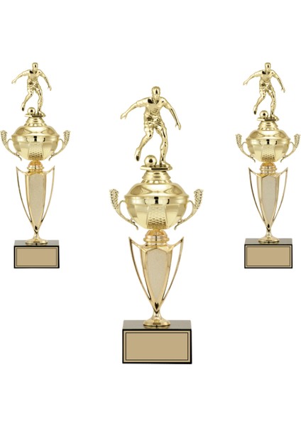 Kişiye Özel Futbol Figürlü Kupa Takımı-Ödül Kupası-Turnuva Kupası-Kupa Seti 3'lü Takım