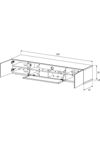 Sta 200 Molina 200 cm Tv Sehpası 85 Inç