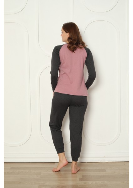 Fwn 04-3024 Interlok Kumaş Minnoş Kedili Kışlık Ev Kadın Pijama Takımı