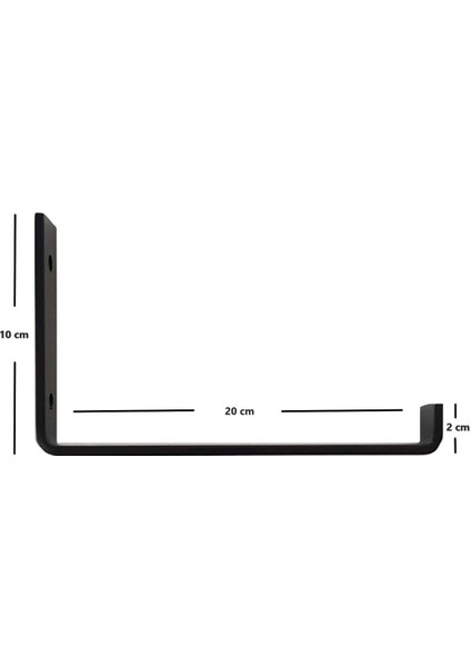 Raf Altı Ayak Raf Tutucu J Demir 10X20 cm Siyah Montaj Aparatı (2 Adet)