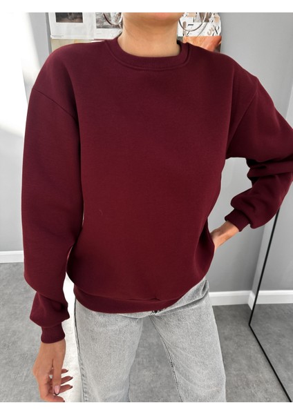 Bisiklet Yaka Oversize Basic Sweatshirt