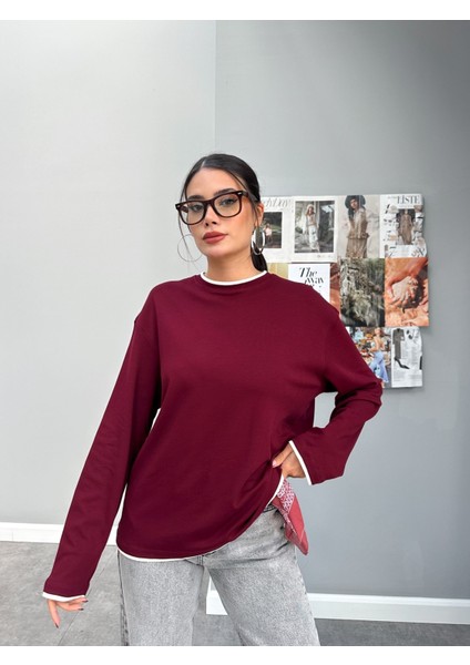 Biyeli Oversize Uzun Kol Sweatshirt