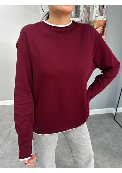 Biyeli Oversize Uzun Kol Sweatshirt