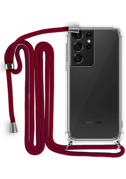 Samsung Galaxy S21 Ultra Boyun Askılı Şeffaf Tank Kılıf