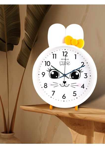 Çocuk Odası Duvar Saati Pembe Beyaz ve Krem Renk 27X39 cm