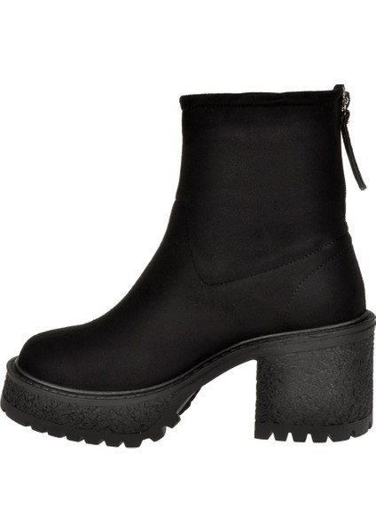 Sms Likralı Kalın Taban Kadın Bot SMS-6452 SİYAH SÜET modelleri