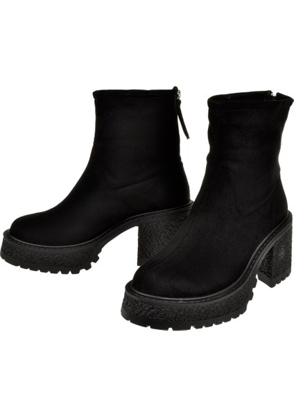 Sms Likralı Kalın Taban Kadın Bot SMS-6452 SİYAH SÜET fırsatları