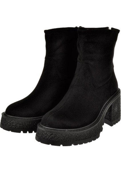 Sms Likralı Kalın Taban Kadın Bot SMS-6452 SİYAH SÜET indirimleri