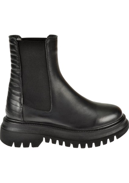 Hakiki Deri Yanları Lastikli Kadın Bot PLM-FELAL SİYAH fiyatları