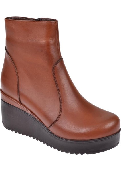 Hakiki Deri Dolgu Taban Kadın Bot AYK-300 TABA