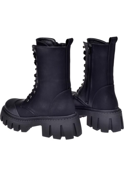 Kalın Tabanlı Postal Kadın Bot SMS-10108 Siyah indirimleri