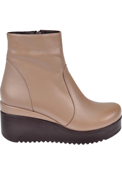 Hakiki Deri Dolgu Taban Kadın Bot AYK-300 VİZON fiyatları