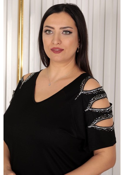 Kadın Viskon Bluz Omuzu Açık ve Pul Işlemeli fiyatları