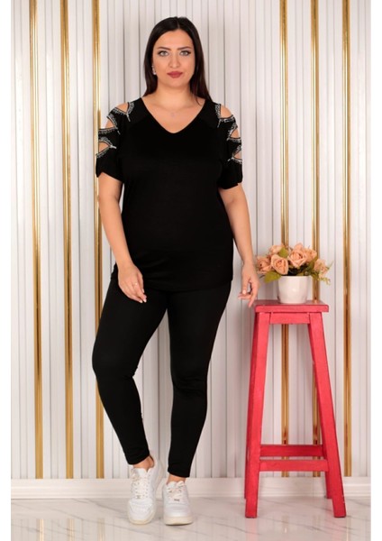 Kadın Viskon Bluz Omuzu Açık ve Pul Işlemeli modelleri