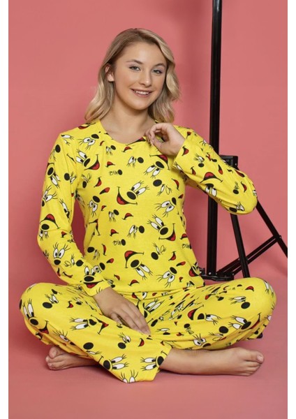 Gizotti Süet Pijama Takımı Sarı Renk Xl