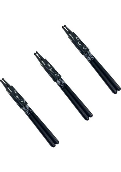 GFK-801BK-3X 5A Bateri Baget Kırılmaz Polyemid Siyah Davul Bageti 5A Drumsticks 6 Adet