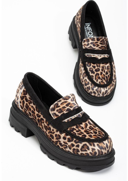 Leopar Günlük Yüksek Tabanlı Loafer Ayakkabı fırsatları
