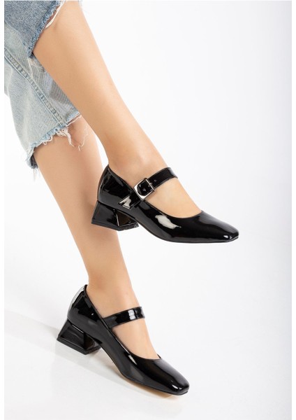Siyah Rugan Günlük 4 cm Topuklu Bayan Ayakkabı fiyatları