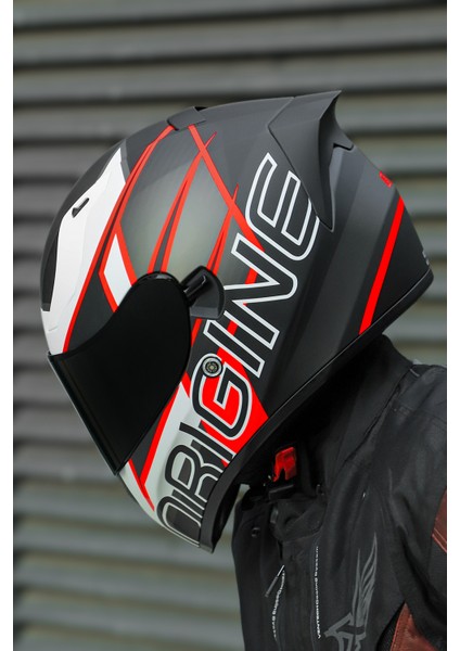 Strada Competition Beyaz-Kırmızı-Siyah Kask ( Güneş Vizörlü ) fiyatları