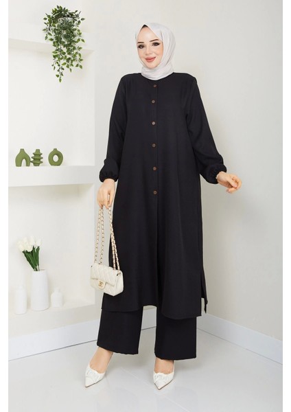 Kadın Büyük Beden Uzun Ikili Tesettür Tunik Takım