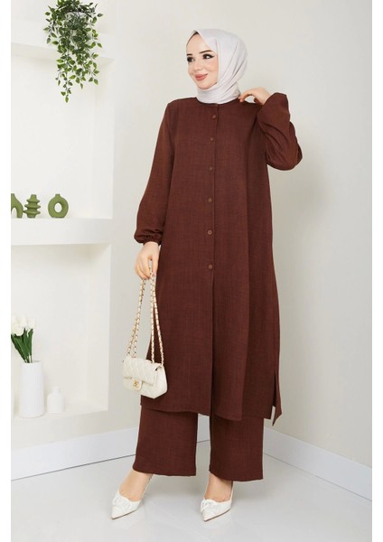 Kadın Büyük Beden Uzun Ikili Tesettür Tunik Takım